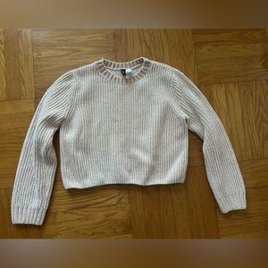 H&M Beige Ribbed Crew Neck Sweater
